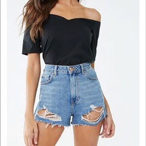 Black off-the-shoulder sweetheart top